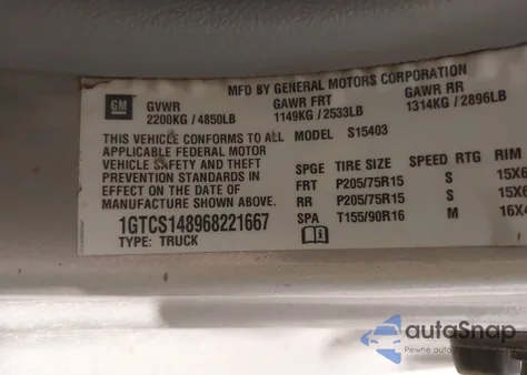 2006 GMC Canyon Work Truck z USA, uszkodzony, nr VIN 1GTCS148968221667